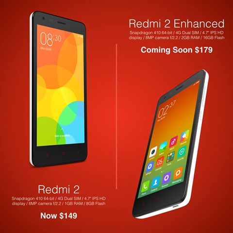 Xiaomi เปิดตัว Redmi 2 รุ่นอัพสเปค เพิ่มหน่วยความจำเป็นเท่าตัว แรม 2GB แล้ว
